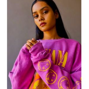 Nirvana Smile Sweatshirt Oversized Pink S/M Urban Outfitters NEW